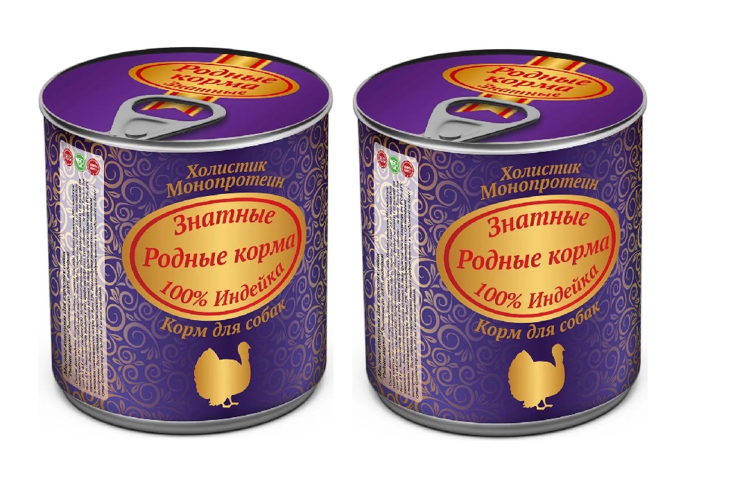 

Консервы для собак Родные корма Знатные 100 % индейка, 2 шт по 340 г