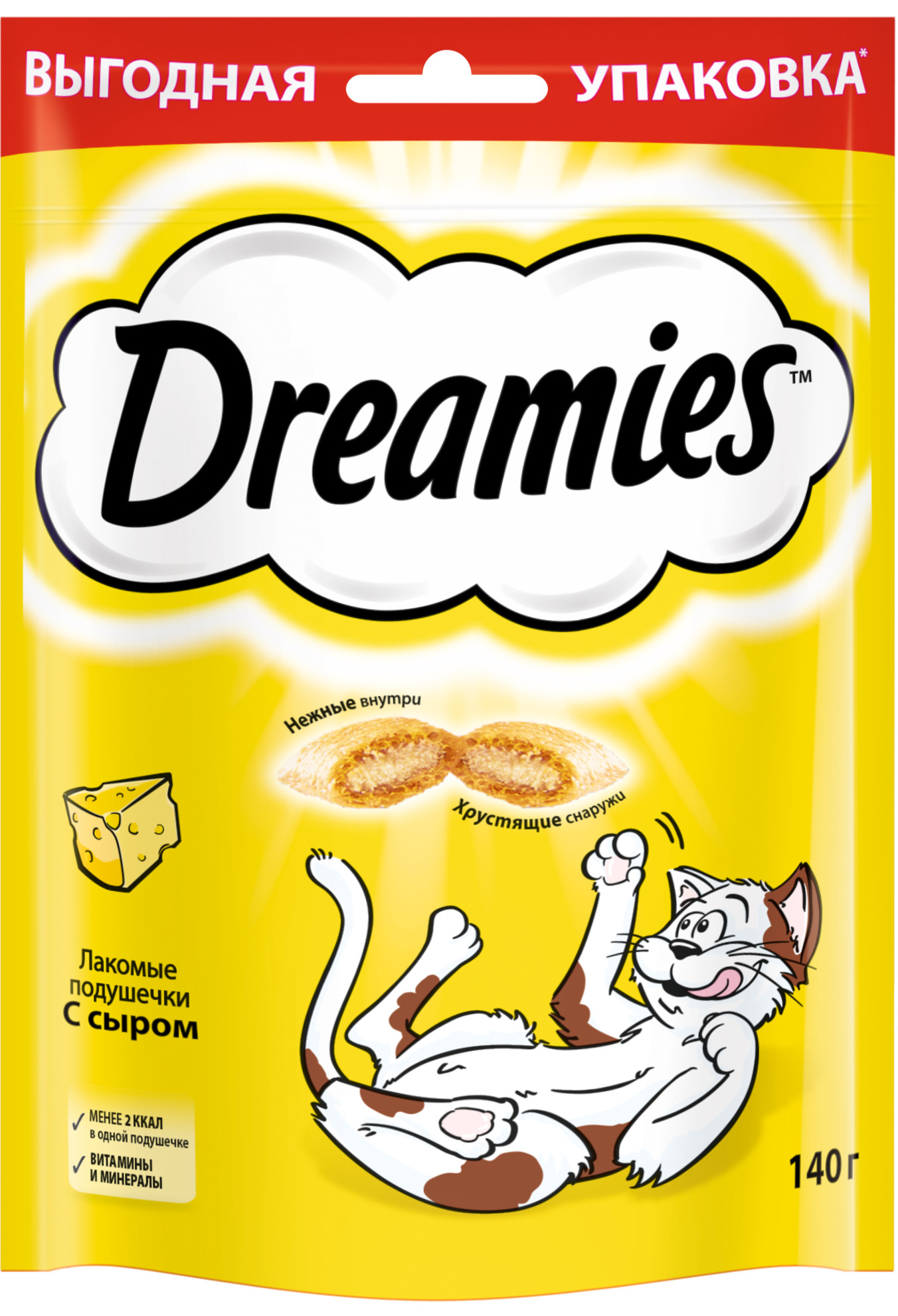 фото Лакомство для кошек dreamies, лакомые подушечки с сыром, 140г