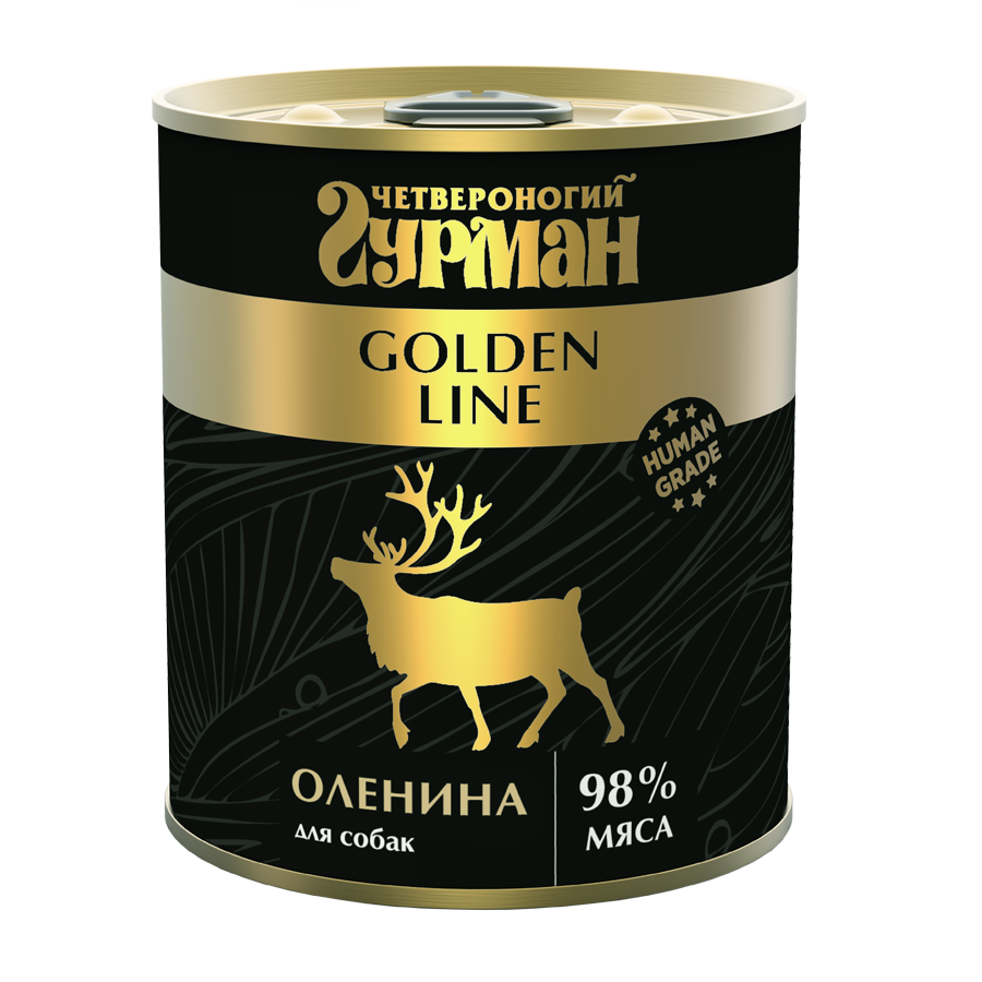 

Влажный корм для собак Четвероногий Гурман Golden line с олениной 340г