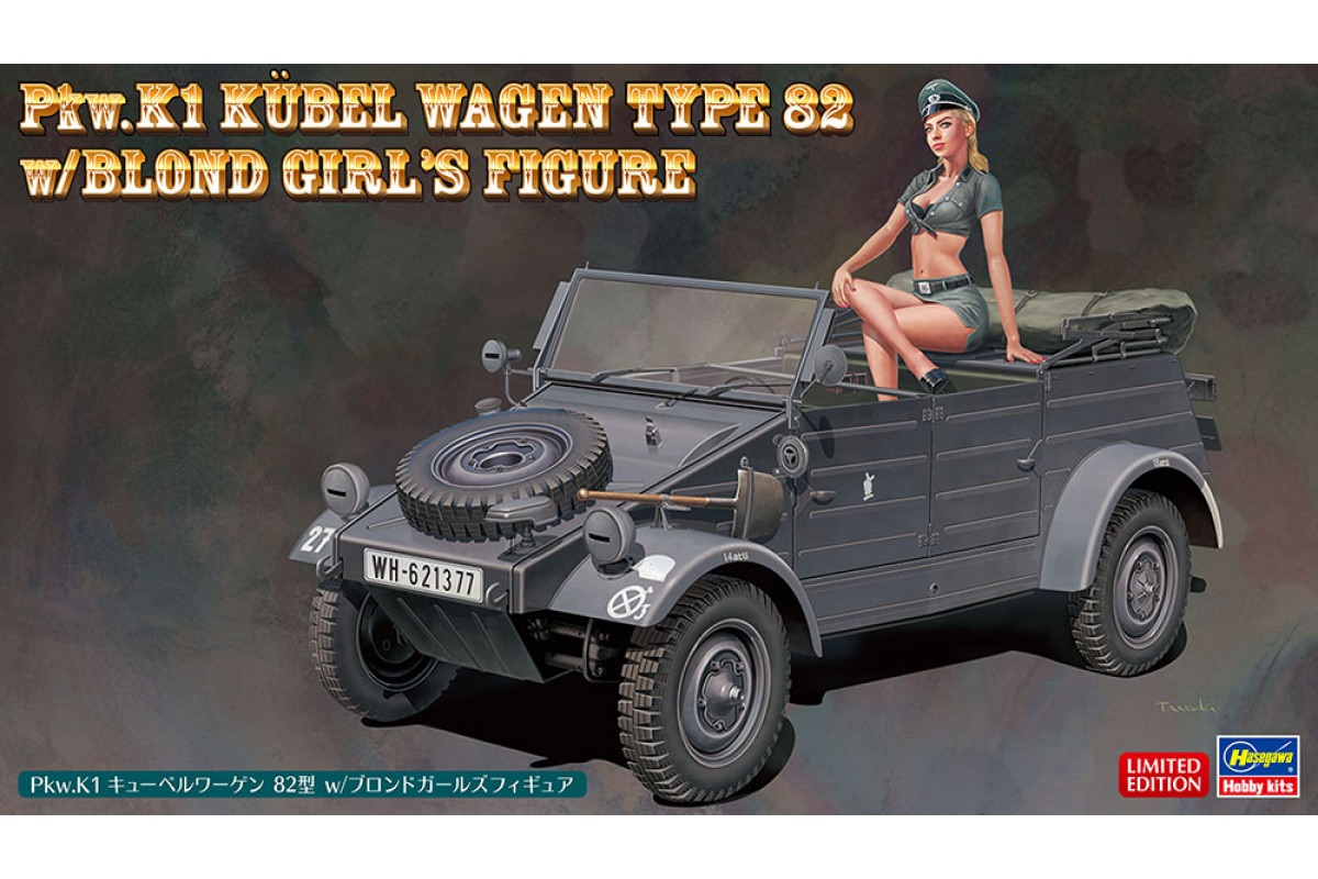 

52253 Автомобиль с фигурой Pkw.K1 Kubelwagen Type 82 w/Blond Girls Figure HASEGAWA 1/24