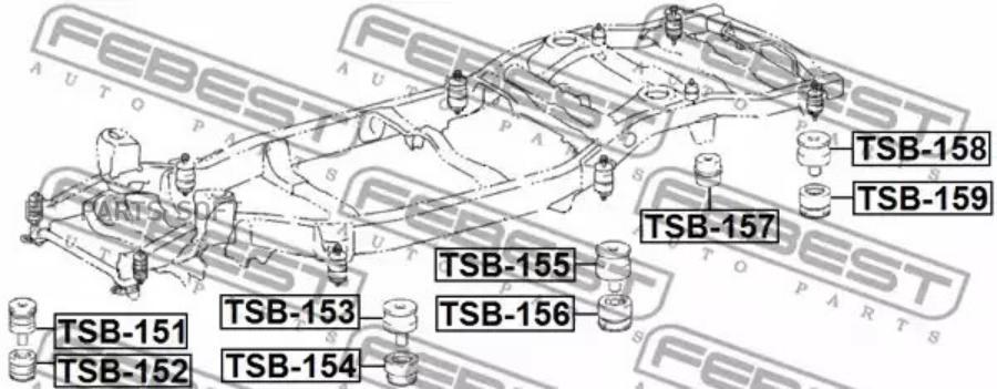 

FEBECT TSB159 TSB-159_сайлентблок подрамника!\ Toyota Land Cruiser Prado 120 GRJ12#/KDJ12#