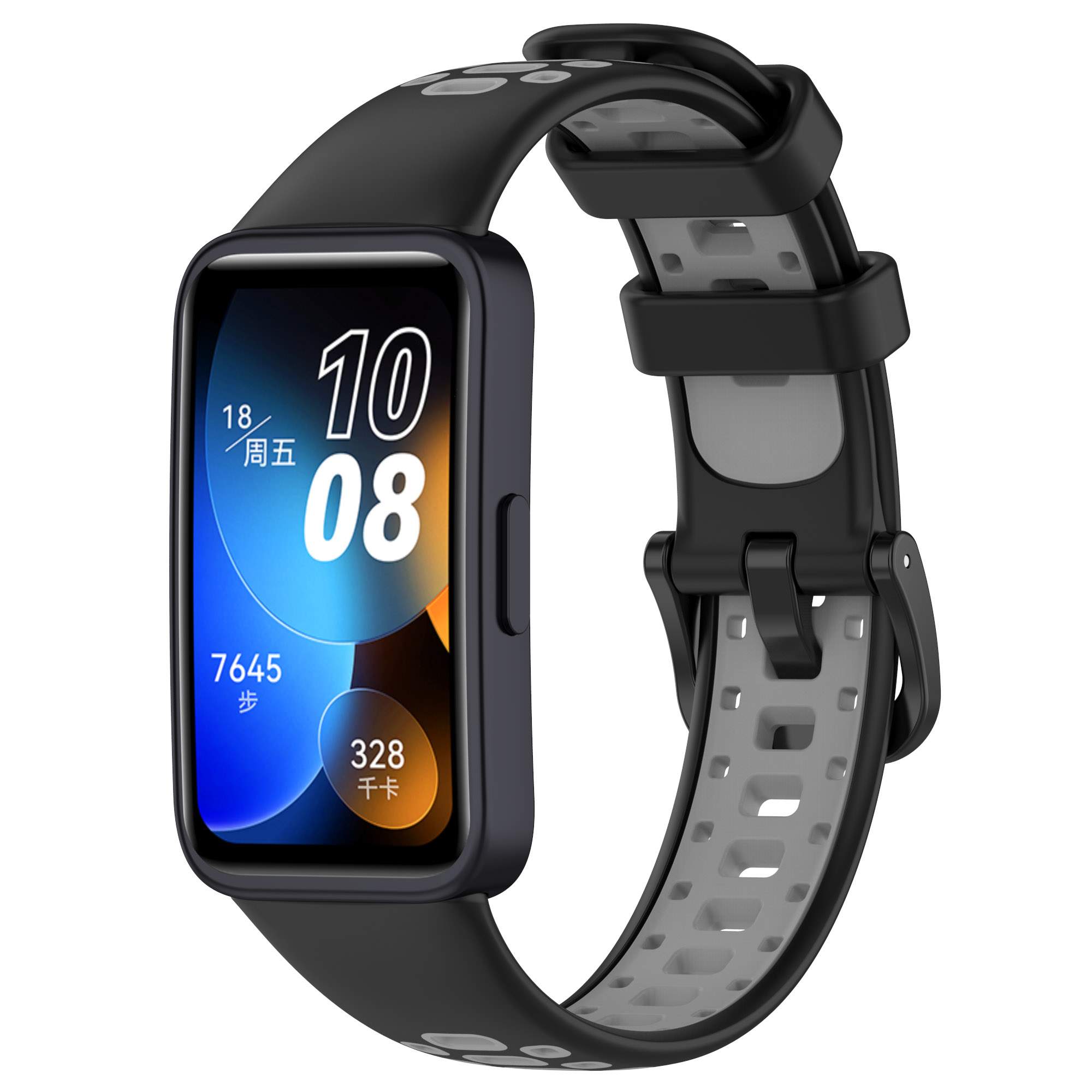 

Двухцветный силиконовый ремешок для Huawei Band 8/9, черно-серый, Серый;черный
