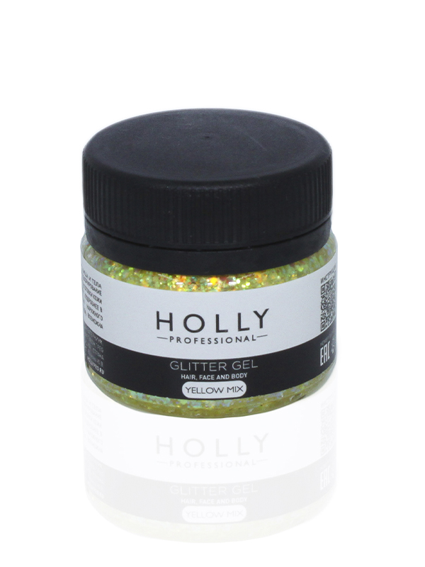 Декоративный гель для волос, лица и тела GLITTER GEL Holly Professional, 20 мл (Цв:Yellow)