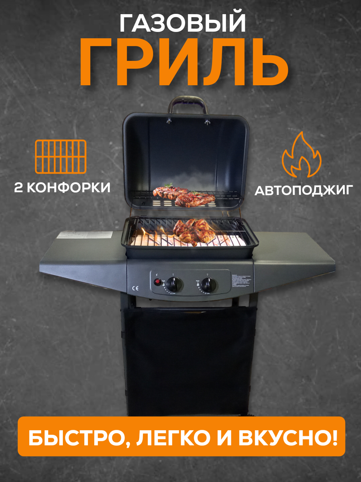 Газовый гриль барбекю TOP Picnic Газовыйгриль с двумя конфорками