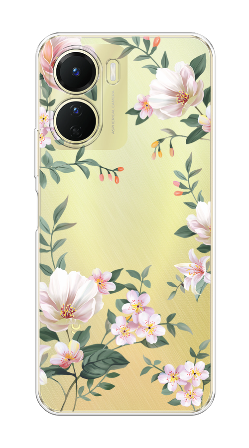 

Чехол на Vivo Y16 "Beautiful white flowers", Бежевый;зеленый, 267850-1