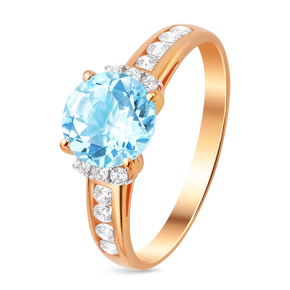 

Кольцо женское из красного золота с топазом, фианитом 585Gold 201010791, р, 201010791