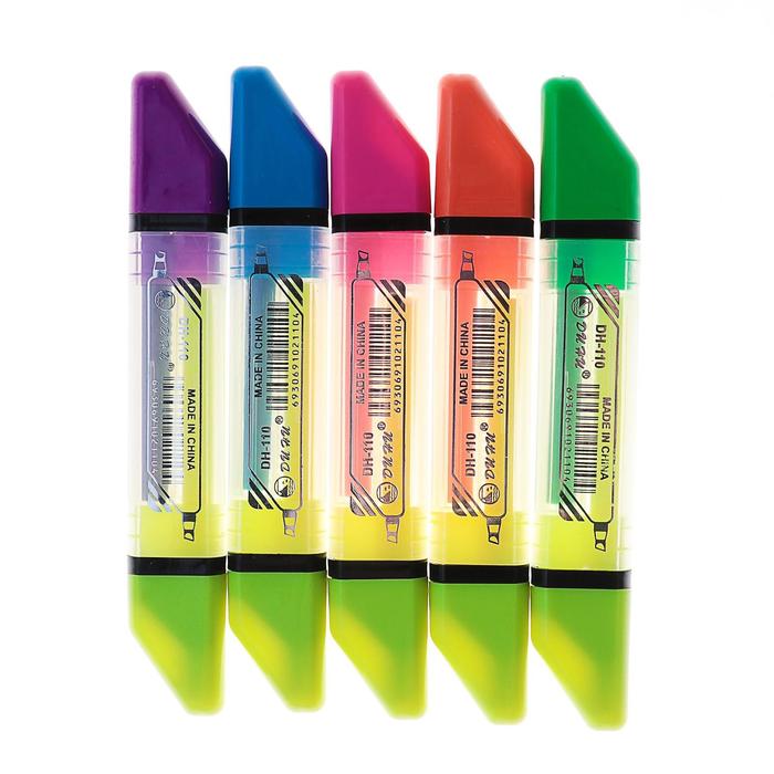 

Маркер текстовыделитель, наконечник скошенный, 5 мм, двухцветный, МИКС, Собственный импорт канцтовары