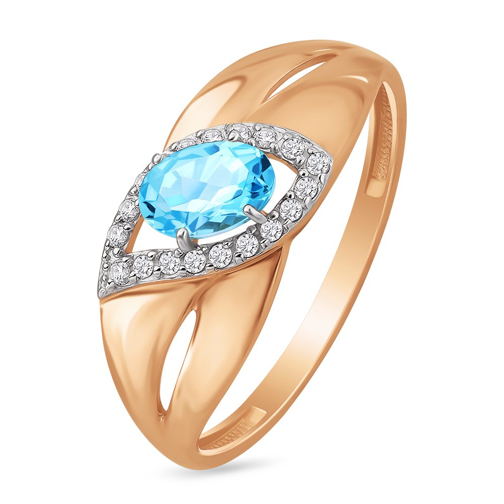 

Кольцо женское из красного золота с топазом, фианитом 585Gold 201010731, р, 201010731