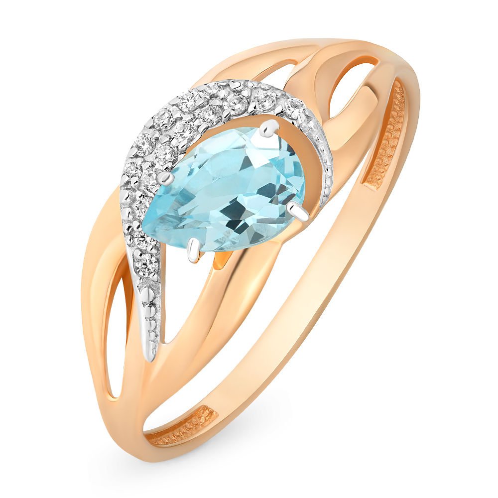 

Кольцо женское из красного золота с топазом, фианитом 585Gold 201010745, р, 201010745