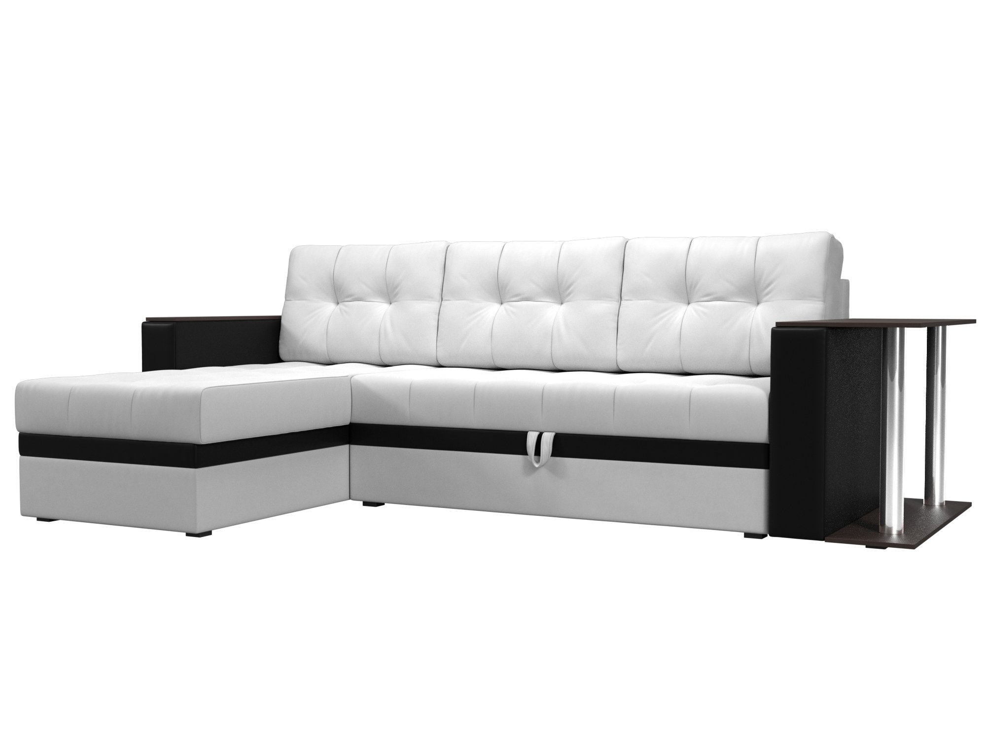 фото Угловой диван лига диванов атланта м левый угол белый/черный (экокожа)