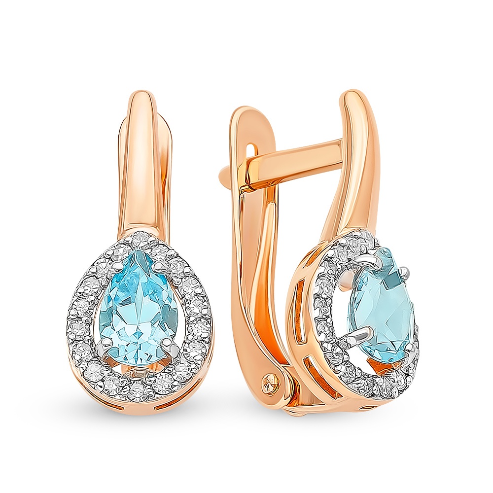

Серьги из красного золота с топазом, бриллиантом 585Gold 102006828, 102006828