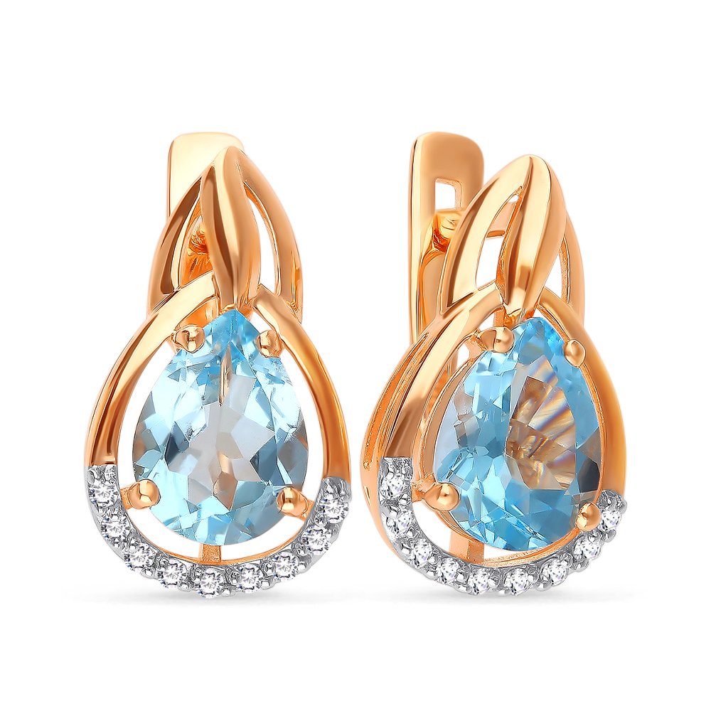 

Серьги из красного золота с топазом, бриллиантом 585Gold 202007820, 202007820