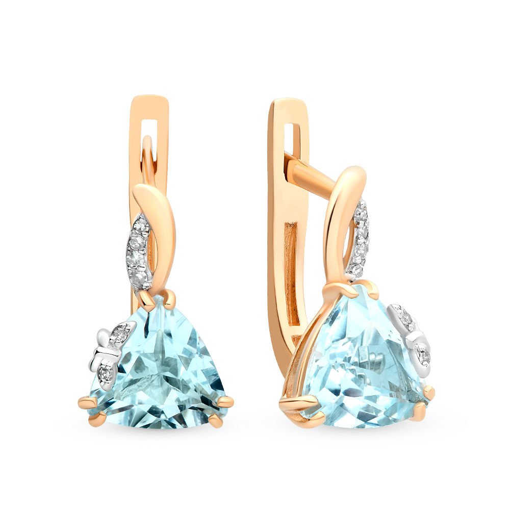 

Серьги из красного золота 585Gold 202006272, топаз/бриллиант, 202006272
