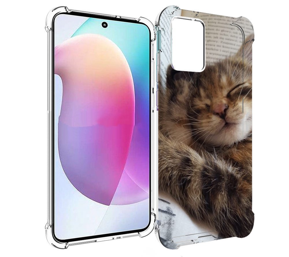 

Чехол MyPads Спящий-котенок для Motorola Edge 30 Neo, Прозрачный, Tocco