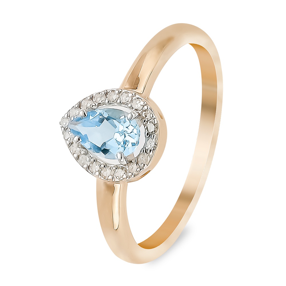 

Кольцо женское из красного золота с топазом, бриллиантом 585Gold 101012833, р, 101012833