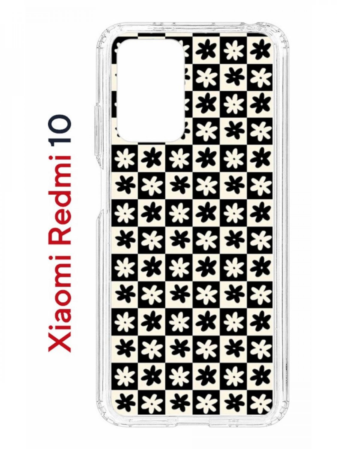 фото Чехол на xiaomi redmi 10/10 prime kruche print шахматы-цветы,противоударный бампер кruче