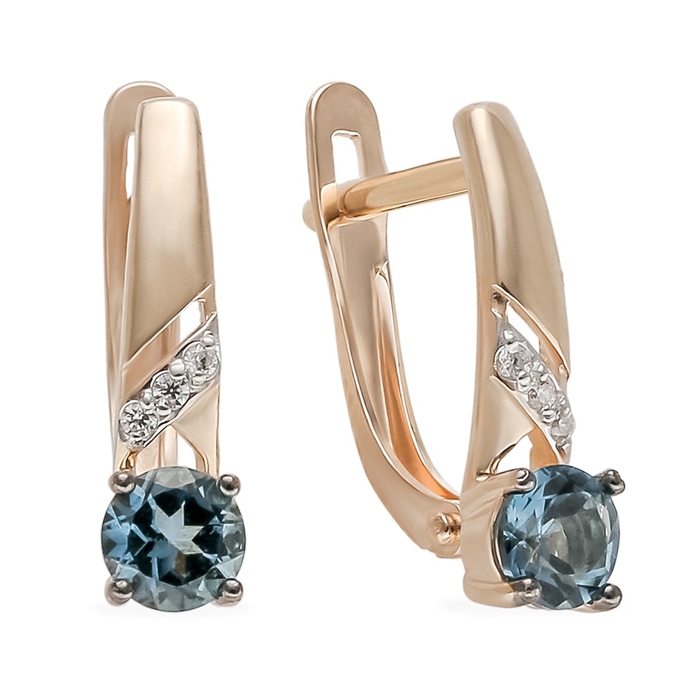 

Серьги из красного золота 585Gold 202007980, топаз/фианит, 202007980