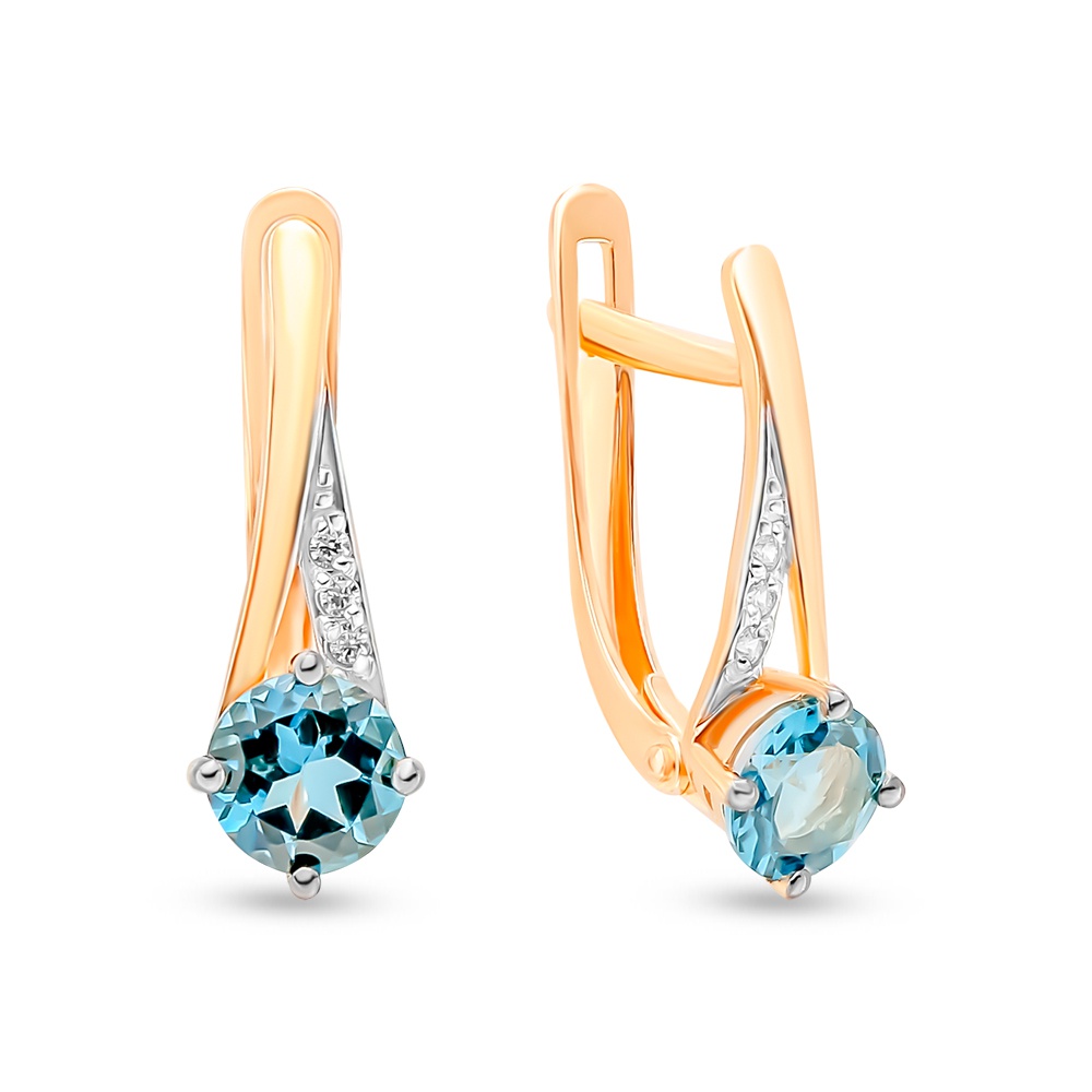 

Серьги из красного золота 585Gold 202008076, топаз/фианит, 202008076