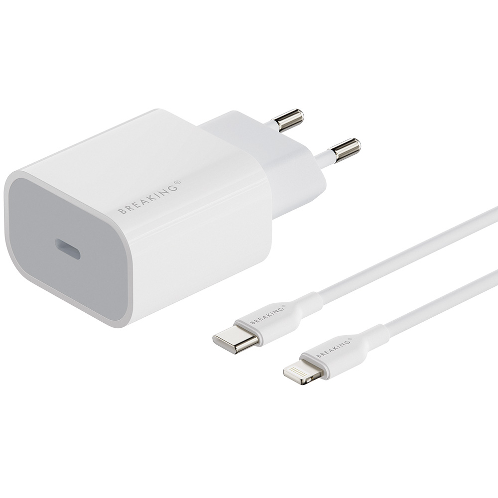 Сетевое зарядное устройство Breaking lightning - usb type-c 1xUSB Type-C 3 А белый