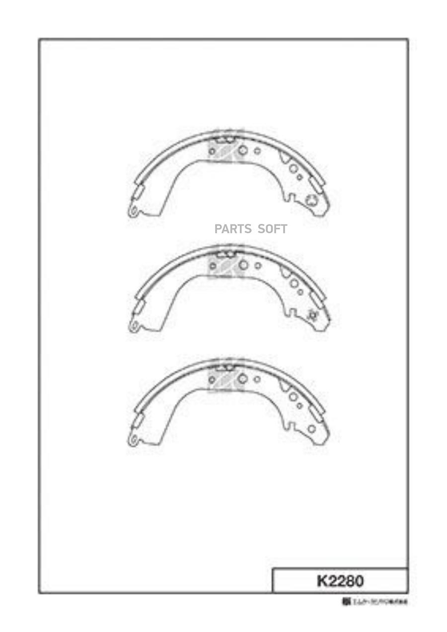 

Колодки торм. барабанные Toyota Land Cruiser J7 all 88-93,J8 90-97 K2280 ( KASHIYAMA K2280