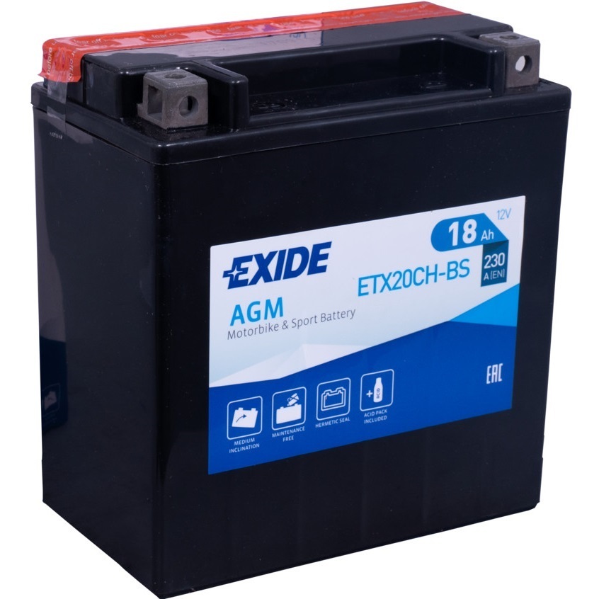 

Акб Мото 12v 18а/Ч (Etx20ch-Bs/Ytx20ch-Bs) 150x87x161 (+/-) EXIDE ETX20CHBS