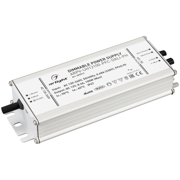 фото Блок питания arpv-uh12100-pfc-dali-ph (12v, 8.3a, 100w) (arl, ip67 металл) arlight