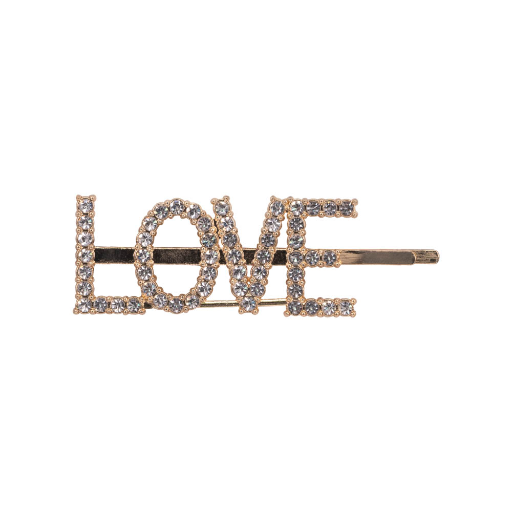 

Заколка-невидимка для волос OTOKODESIGN LOVE бижутерный сплав, золотистый, 1 шт