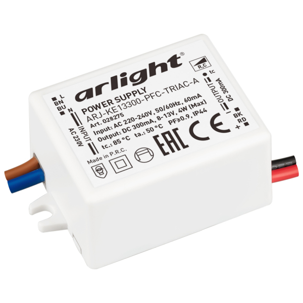 фото Блок питания arj-ke13300-pfc-triac-a (4w, 300ma) (arl, ip44 пластик) arlight