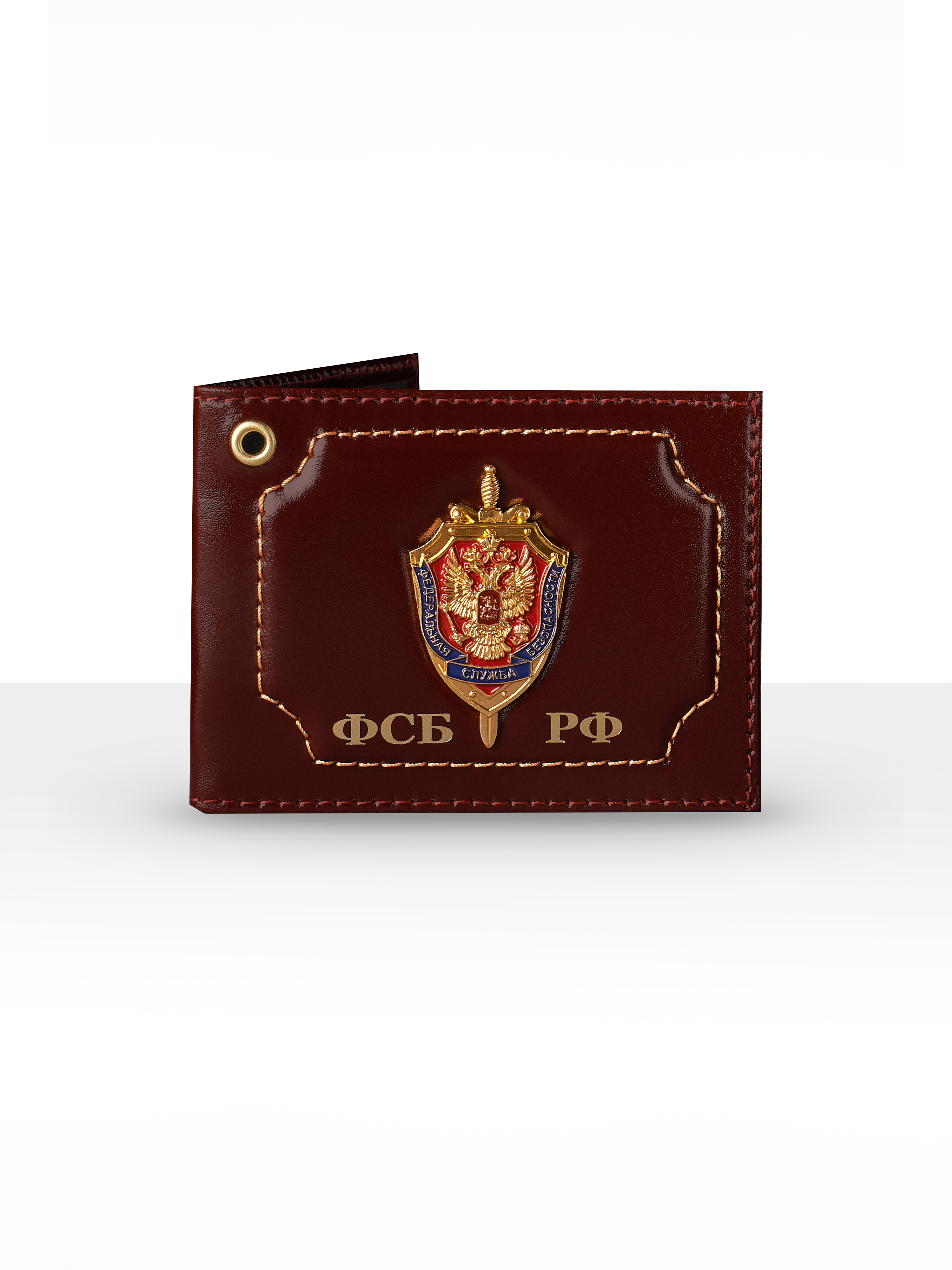 

Кожаная обложка для удостоверения унисекс Bertano ФСБ бордовая, Бордовый, ФСБ