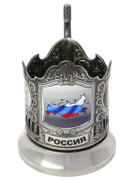 

Никелированный Кольчугинский подстаканник с термопечатью Россия