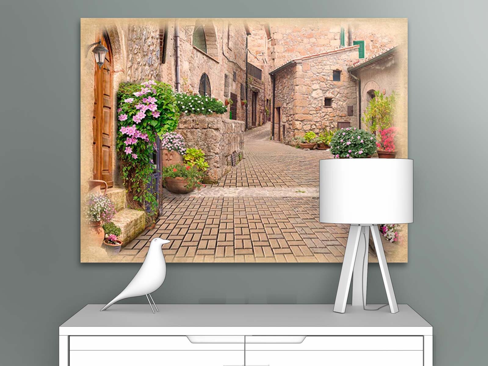 

Картина на стену для интерьера ПЕРВОЕ АТЕЛЬЕ "Улица с цветами в горшках" 35х26 см, Улица с цветами в горшках