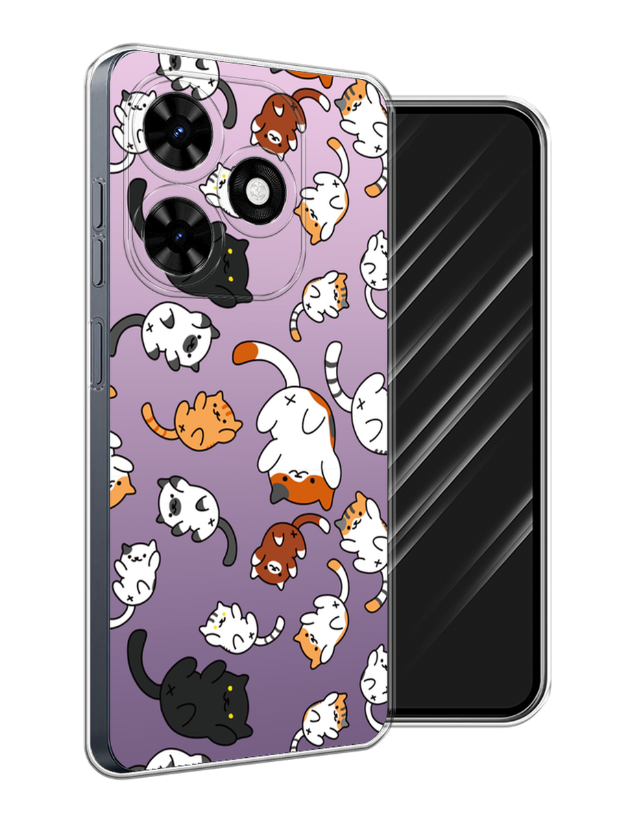 

Чехол Awog на Tecno Spark Go 2024 "Котопад", Фиолетовый;белый, 304650-1