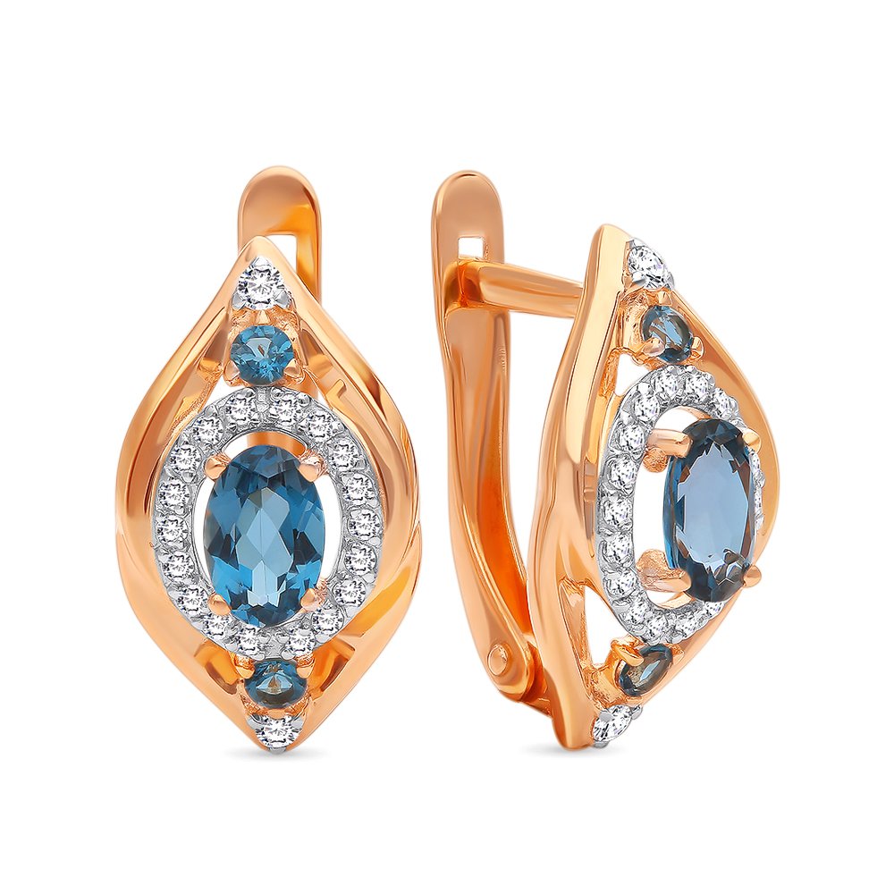 

Серьги из красного золота с топазом, фианитом 585Gold 202007258, 202007258