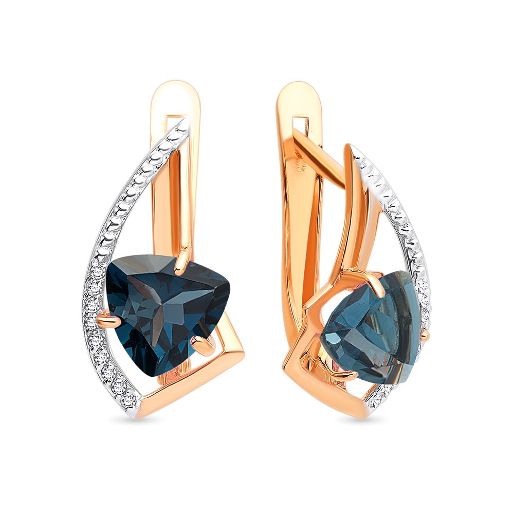 

Серьги из красного золота 585Gold 202006920, топаз/фианит, 202006920