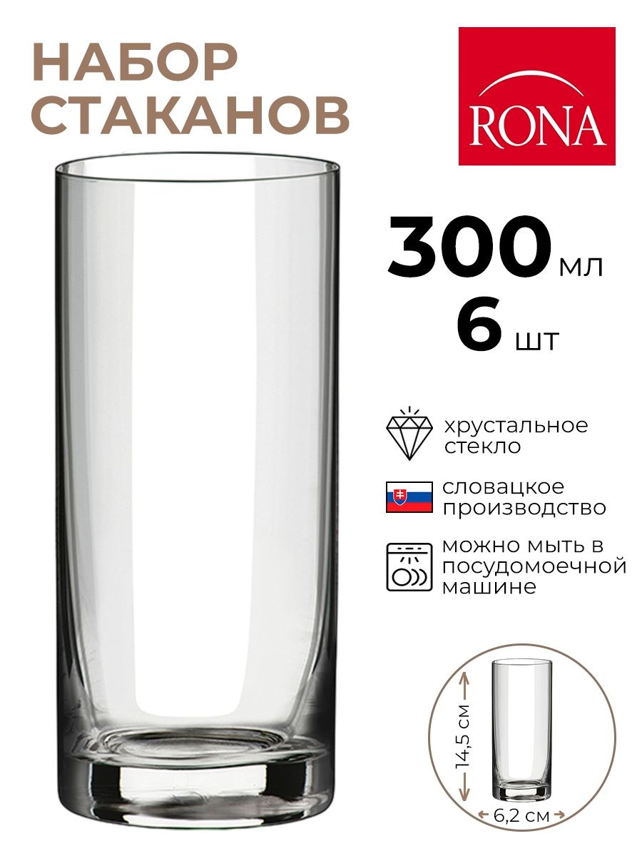 

Набор стаканов Rona 6шт 300мл, Прозрачный