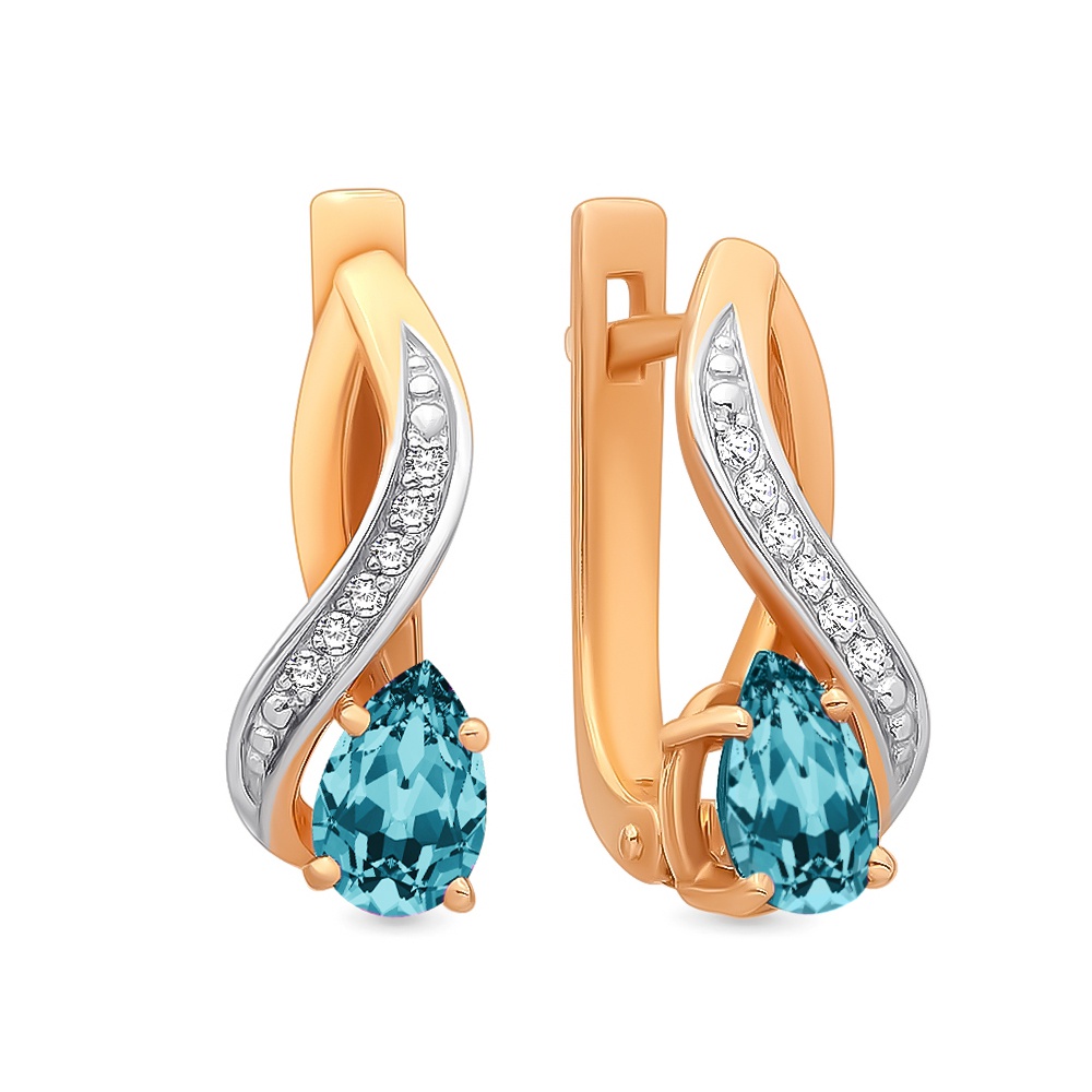

Серьги из красного золота 585Gold 202006321, топаз/фианит, 202006321
