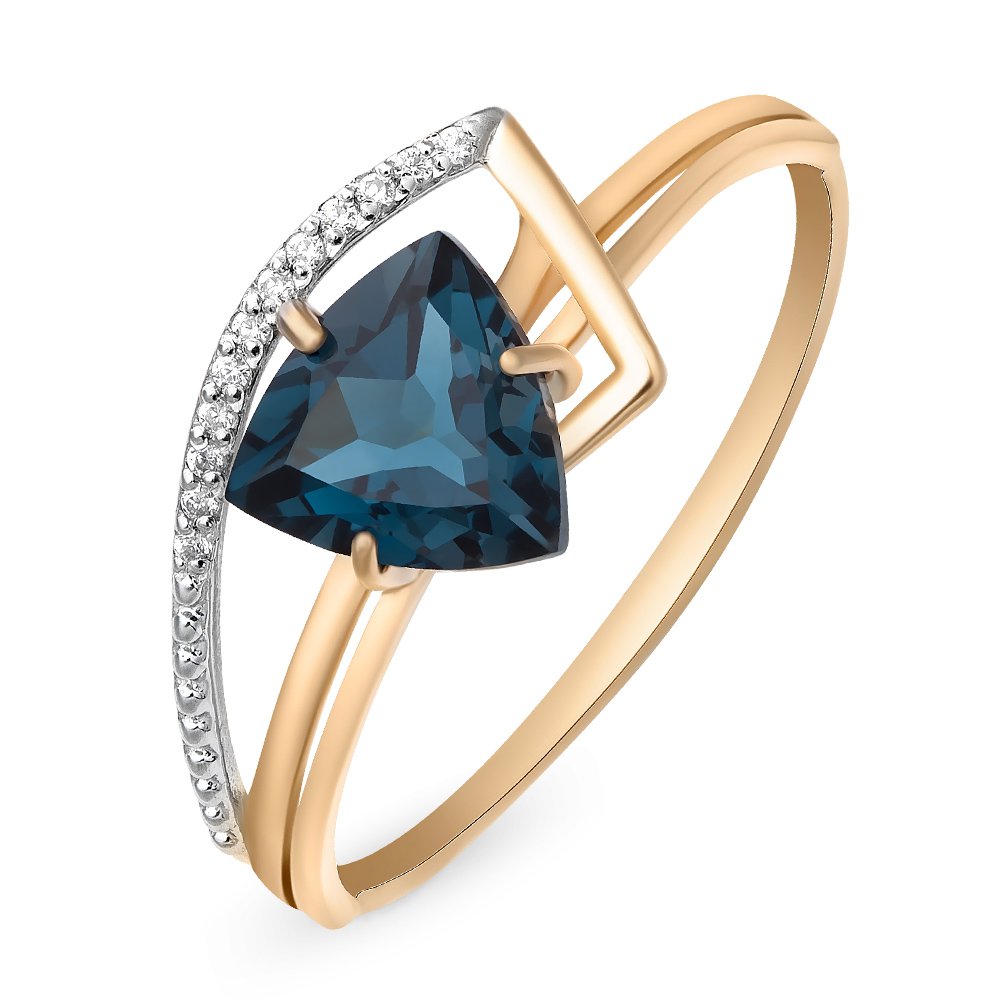 

Кольцо женское из красного золота с топазом, фианитом 585Gold 201011530, р, 201011530