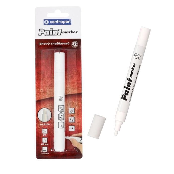 

Маркер - краска (лаковый) 5.0 мм Centropen 9100, линия 1 - 5мм, цвет белый