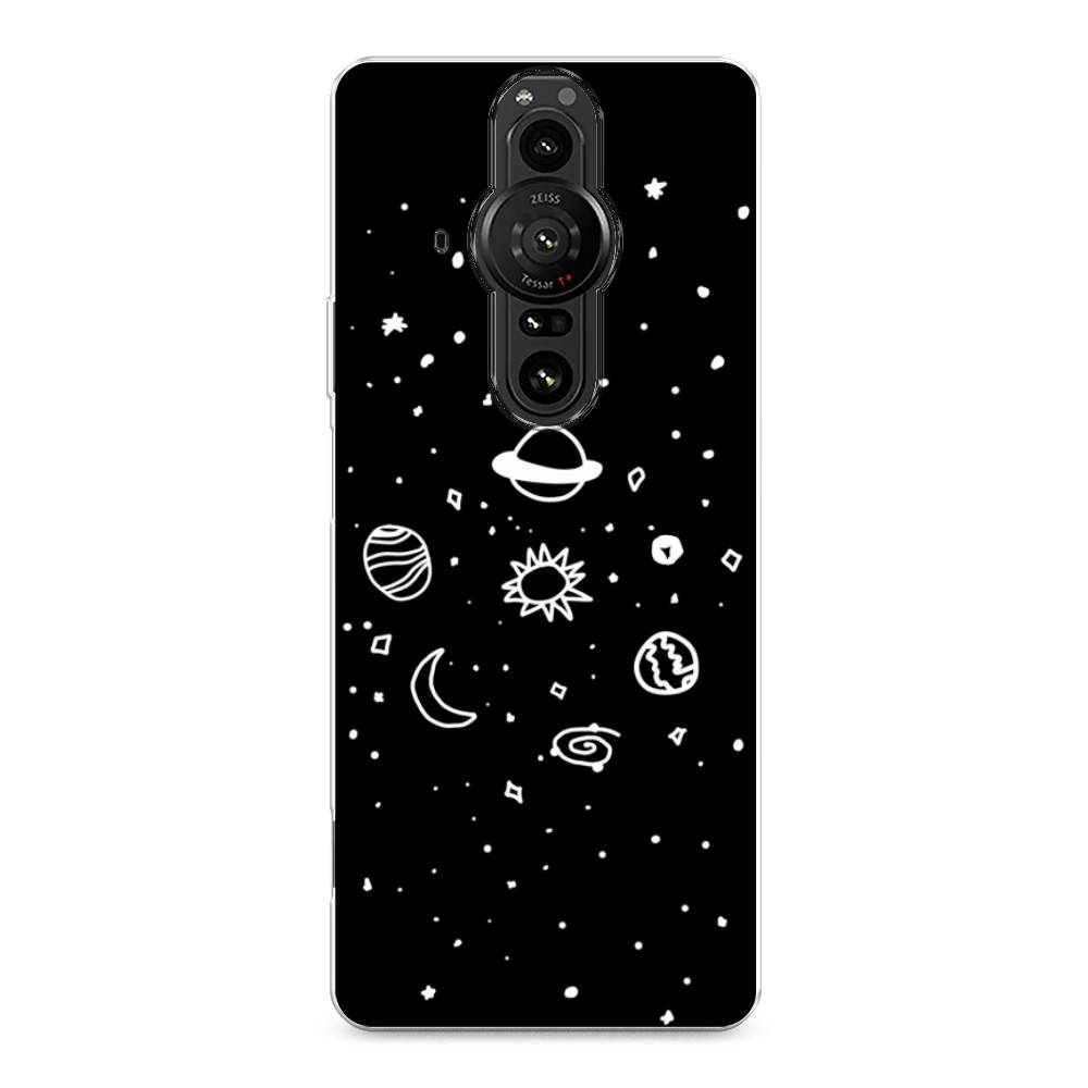 

Чехол на Sony Xperia Pro-I "Дудл солнечной системы", Бежевый;серый, 55050-2