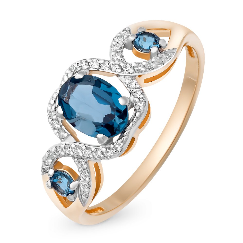 

Кольцо женское из красного золота с топазом, фианитом 585Gold 201012086, р, 201012086