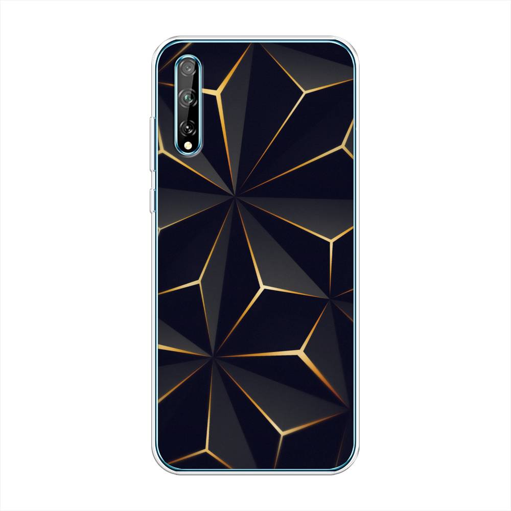 

Чехол на Huawei Y8p "Черные полигоны", Золотистый;черный, 6103450-3
