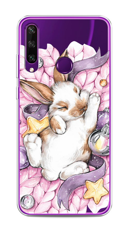

Чехол на Huawei Y6p "Кролик спит", Розовый;белый, 6103250-5