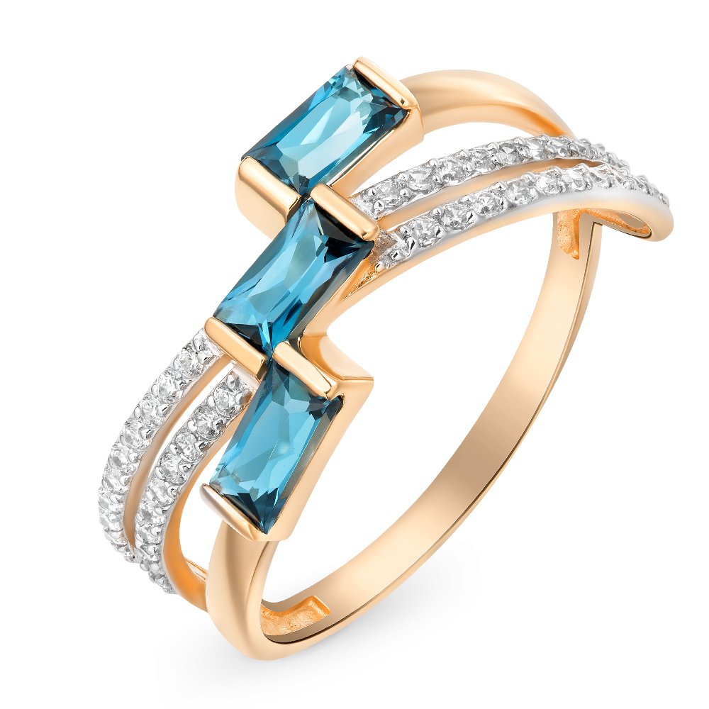 

Кольцо женское из красного золота с топазом, фианитом 585Gold 201012082, р, 201012082