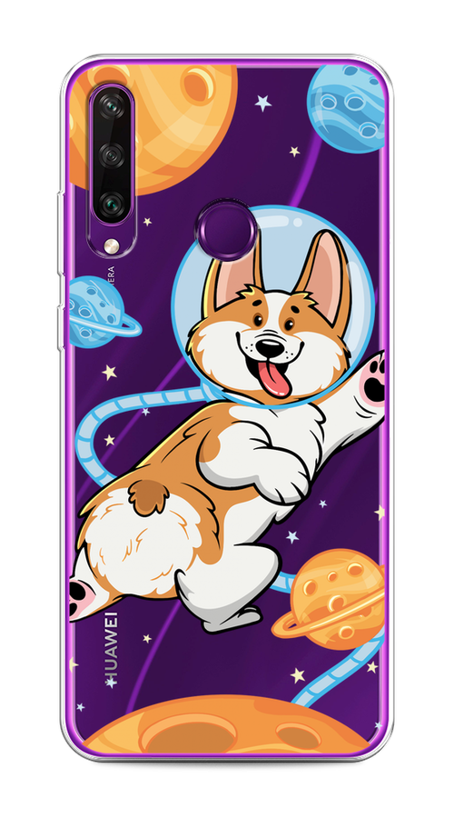 

Чехол на Huawei Y6p "Корги-космонавт", Голубой;бежевый;белый, 6103250-1