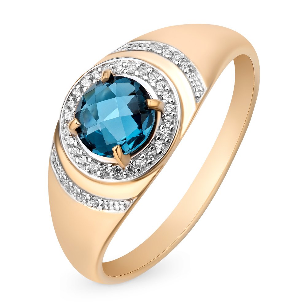 

Кольцо женское из красного золота с топазом, фианитом 585Gold 201011832, р. 19, 201011832