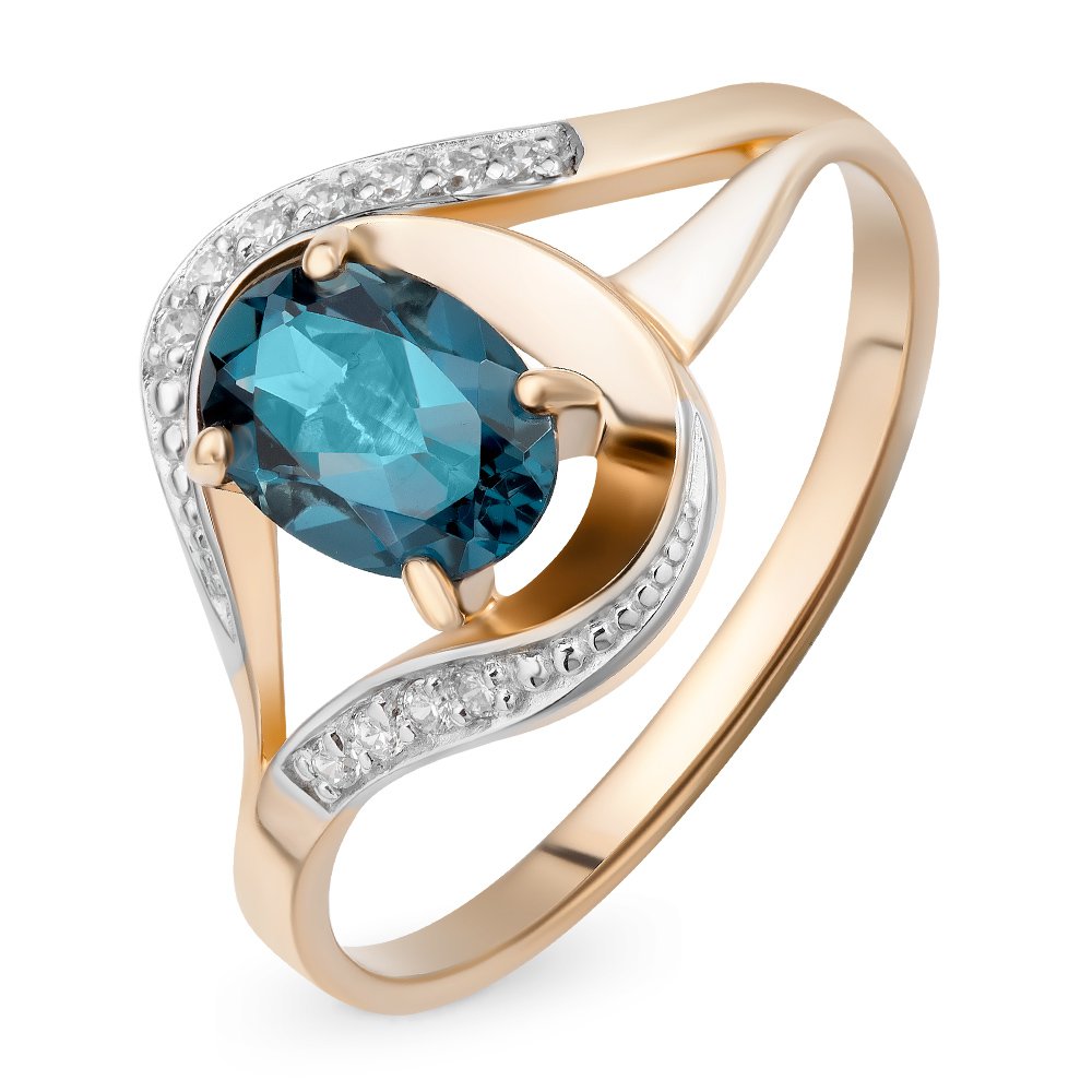 

Кольцо женское из красного золота с топазом, фианитом 585Gold 201011751, р. 18,5, 201011751