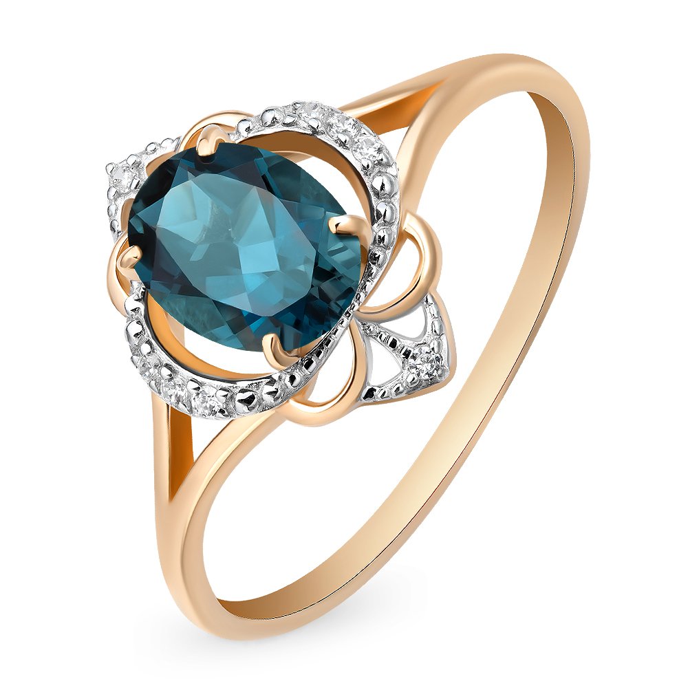 

Кольцо женское из красного золота с топазом, фианитом 585Gold 201011747, р. 17, 201011747