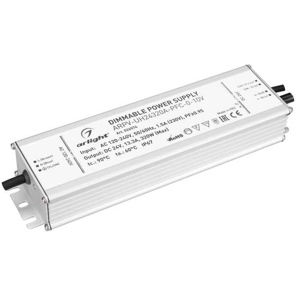 фото Блок питания arpv-uh24320a-pfc-0-10v (24v, 13.3a, 320w) (arl, ip67 металл) arlight