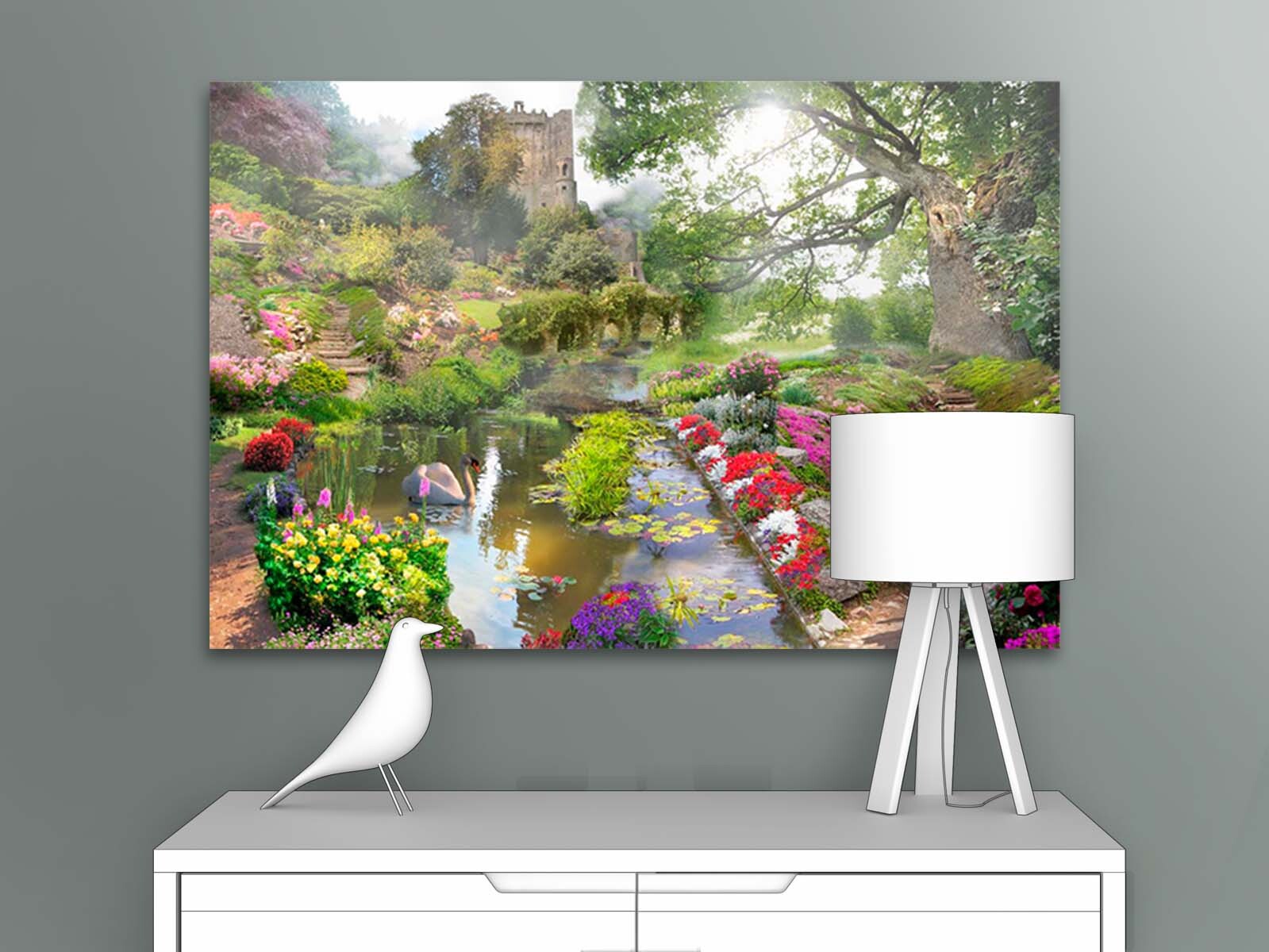 

Картина на стену для интерьера ПЕРВОЕ АТЕЛЬЕ "Река в цветах в красивом парке" 35х23 см, Река в цветах в красивом парке