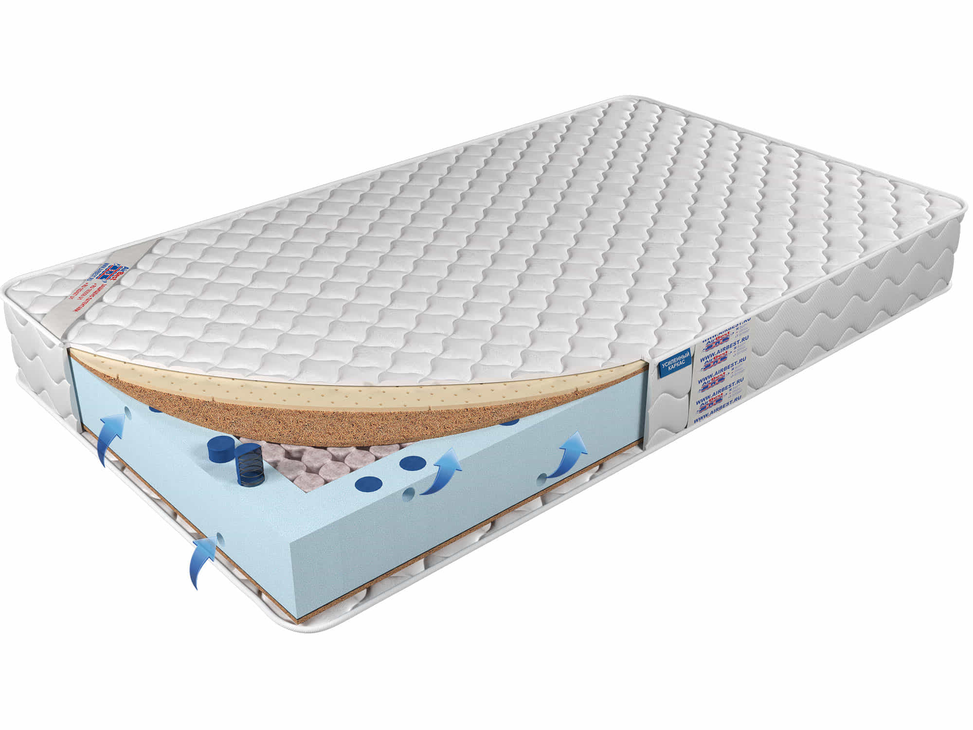 

Матрас Airbest Skype s1000 210x210x19, Белый, Матрас Airbest Skype s1000